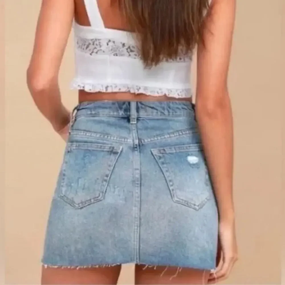 Free People We The Free Denim A Line‎ Button Fly Mini Skirt Size 30